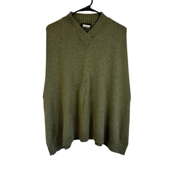 Eskandar One Size Green FLAWED 100% Cashmere Plush Heavy V Neck Vest $1850 - Picture 1 of 6